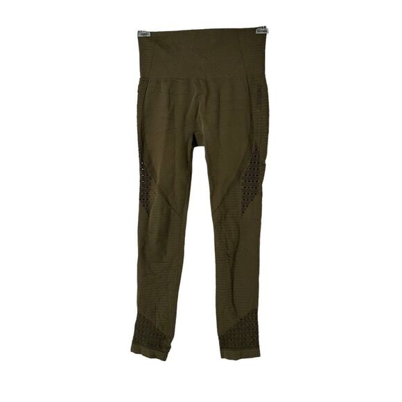 Gymshark Leggings Energy Seamless Army Green Active Wear Size M Cut Outs Hi Rise - Picture 2 of 9